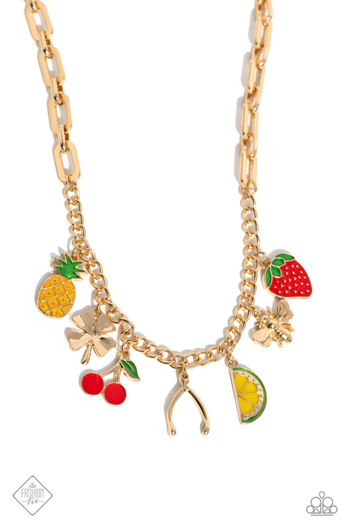 Fruit Festival - Gold Necklace Paparazzi 