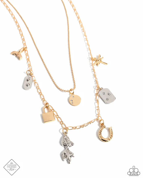 Lucky Legend - Multi (Gold & Silver) Necklace Paparazzi 