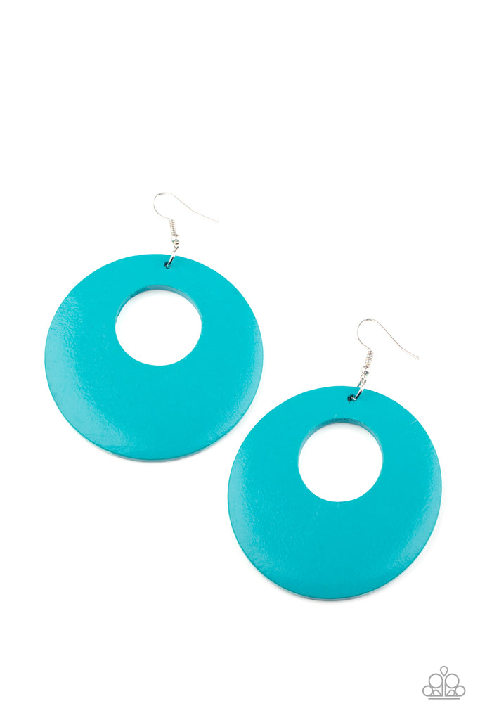 Island Hop - Blue Wood Earring Paparazzi 