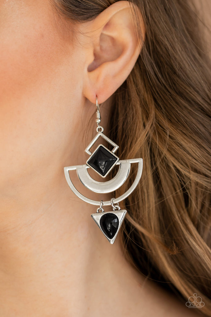 Geo Gypsy - Black Earring- Paparazzi Accessories