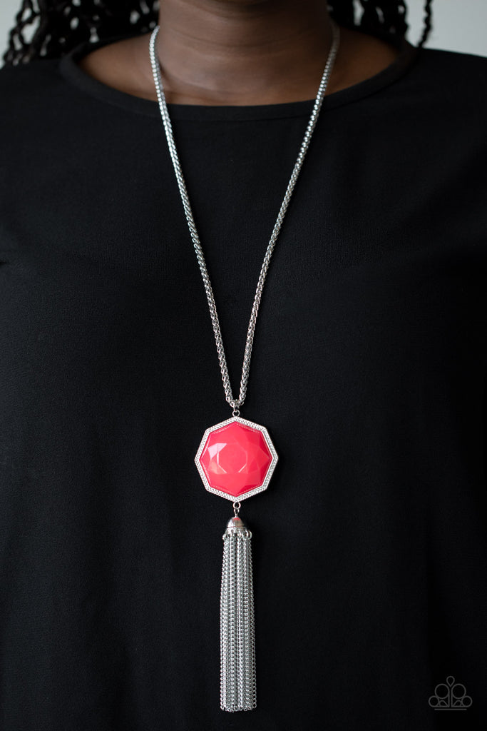 Prismatically Polygon - Pink Necklace-Paparazzi Accessories