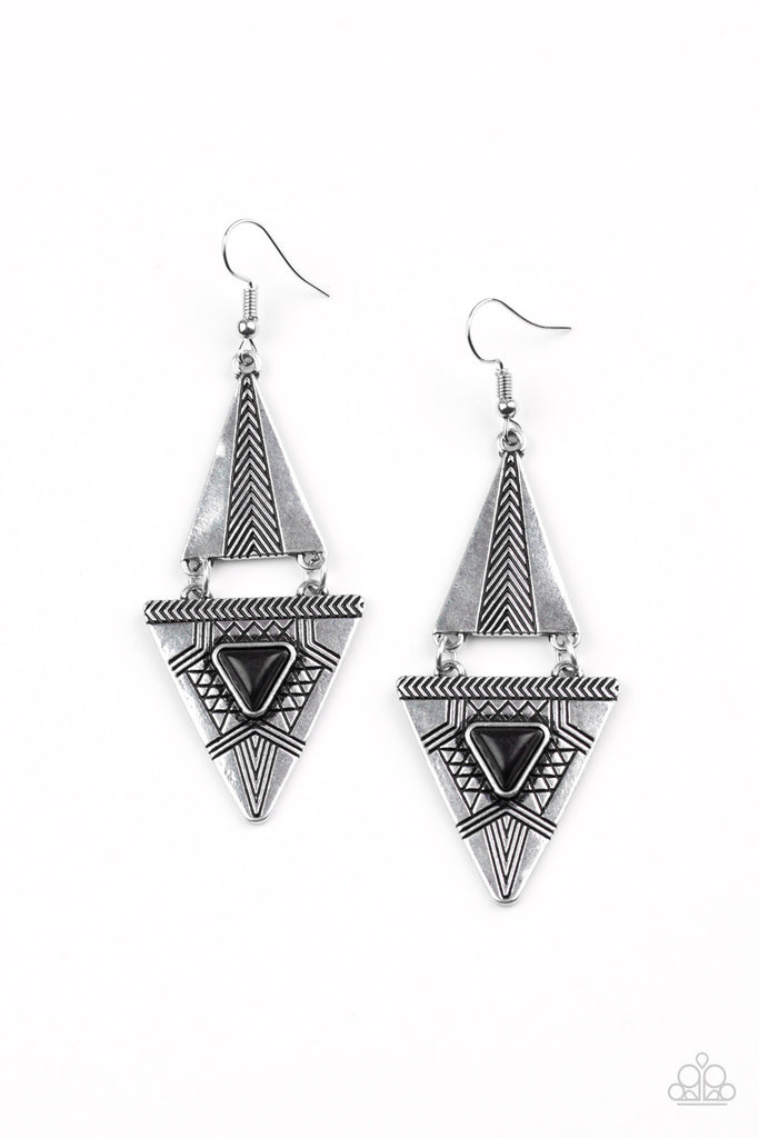 El Paso Edge - Black Earring - Paparazzi Accessories