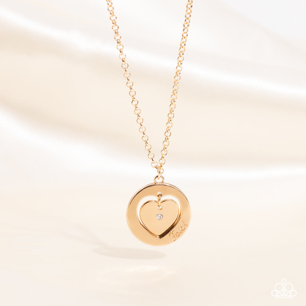 Heart Full of Faith - Gold Necklace Paparazzi Accessories